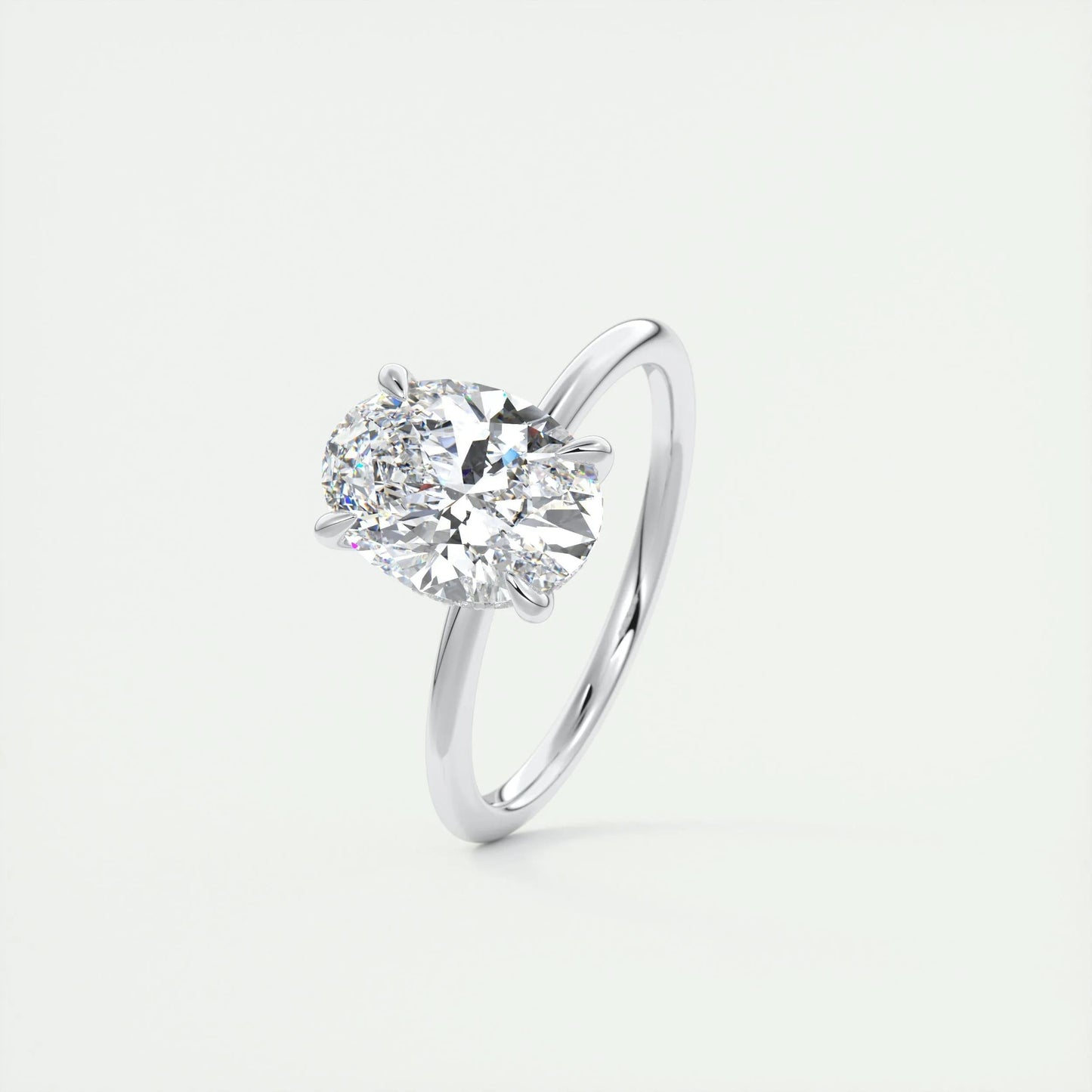 2 CT Oval Hidden Halo CVD F/VS1 Diamond Engagement Ring