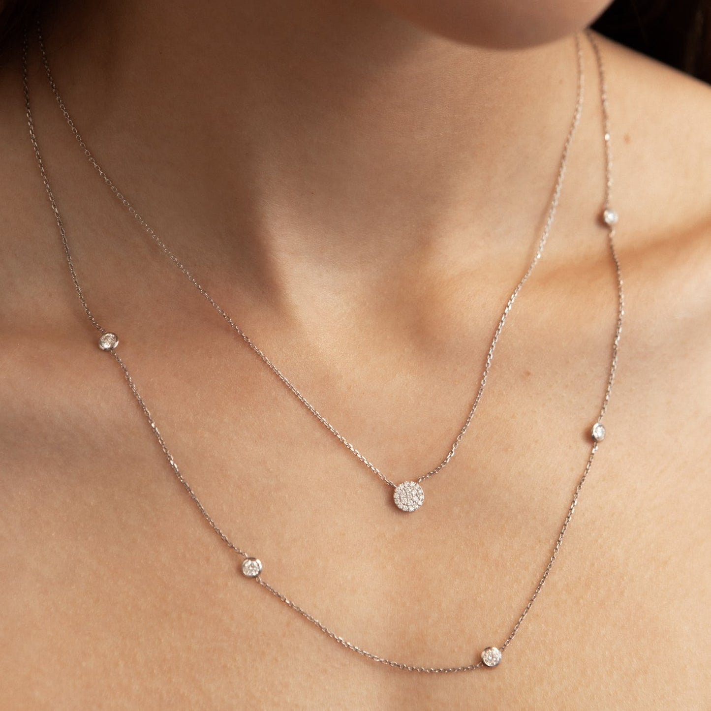 0.12 TCW Round CVD F/VS Diamond Necklace