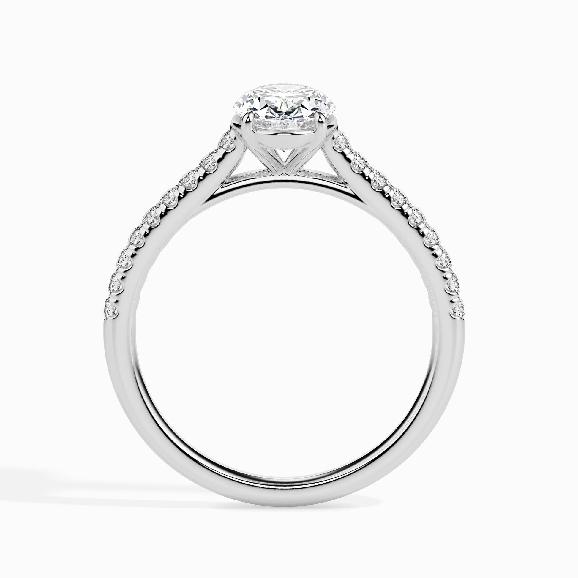 1ct Oval F- VS Diamond Pave Engagement Ring