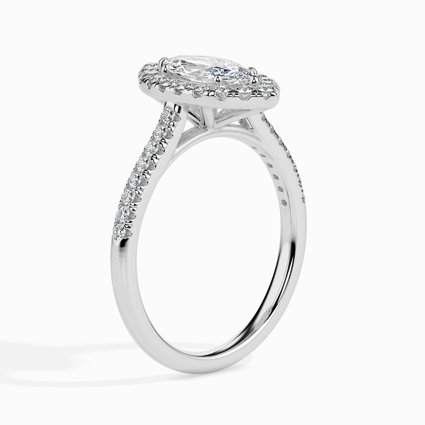 1ct Marquise F- VS Diamond Halo & Pave Engagement Ring