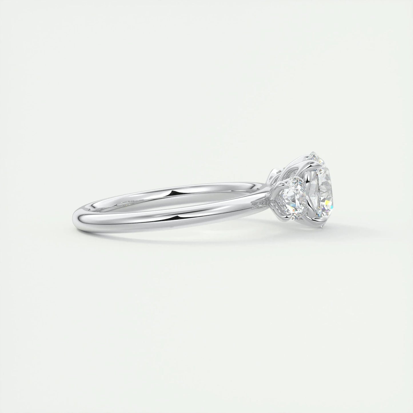 1.5 CT Round 3 Stones CVD F/VS1 Diamond Engagement Ring