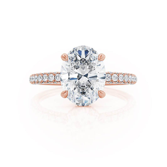 4.20 CT Oval Hidden Halo CVD F/VS1 Diamond Engagement Ring