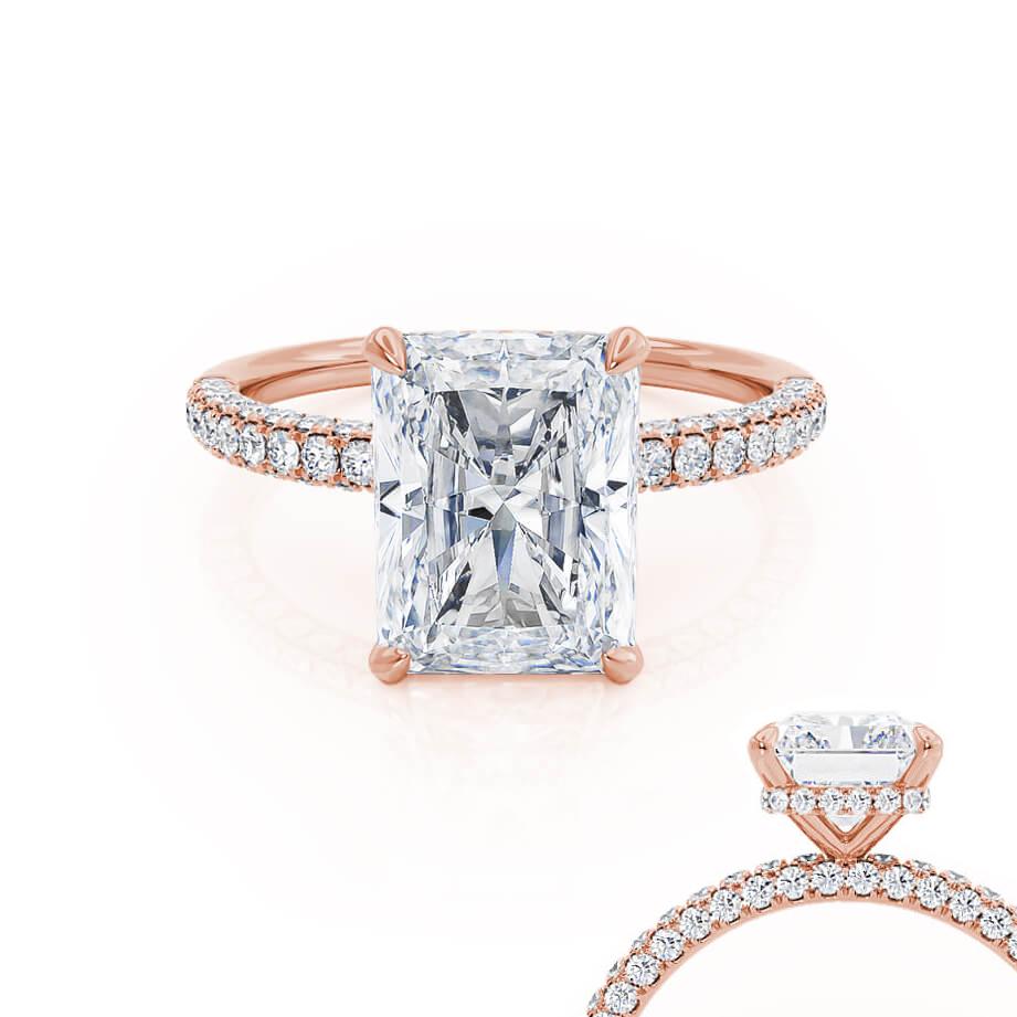 2.0 CT Radiant Hidden Halo CVD F/VVS1 Diamond Engagement Ring