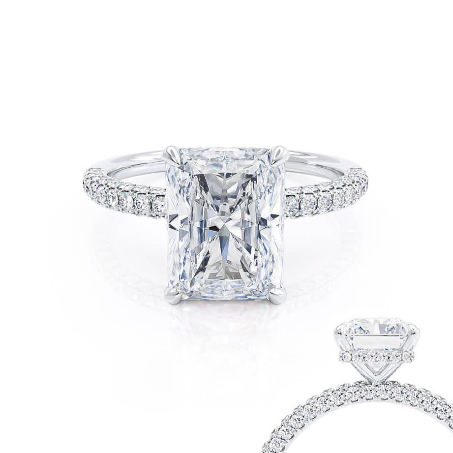 1.50 CT Radiant Hidden Halo CVD E/VVS2 Diamond Engagement Ring