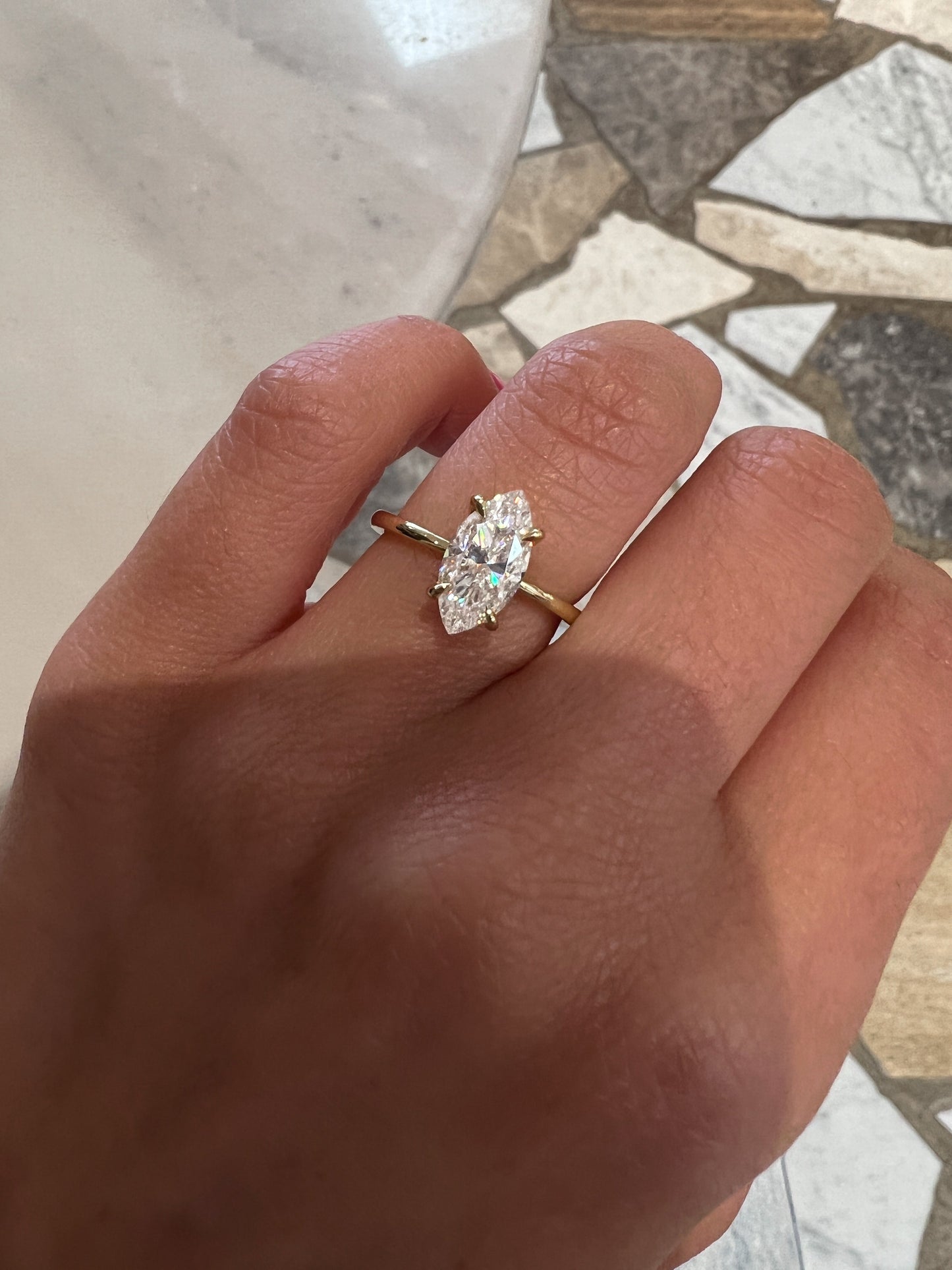 1.50 CT Marquise Solitaire CVD F/VS1 Diamond Engagement Ring