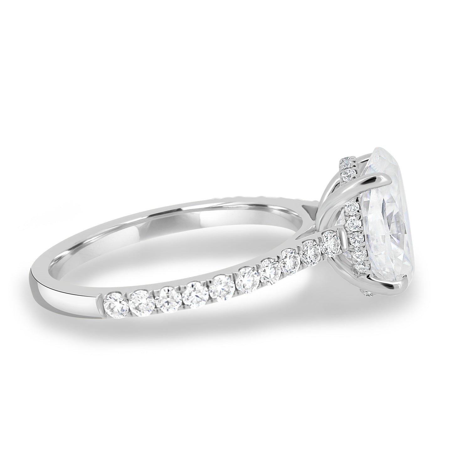 2.11 CT Oval Hidden Halo CVD F/VS2 Diamond Engagement Ring