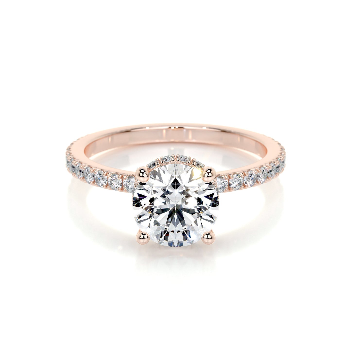 1.50 CT Round Hidden Halo CVD E/VS2 Diamond Engagement Ring