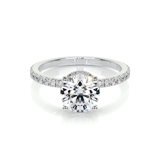 1.50 CT Round Hidden Halo CVD E/VS2 Diamond Engagement Ring