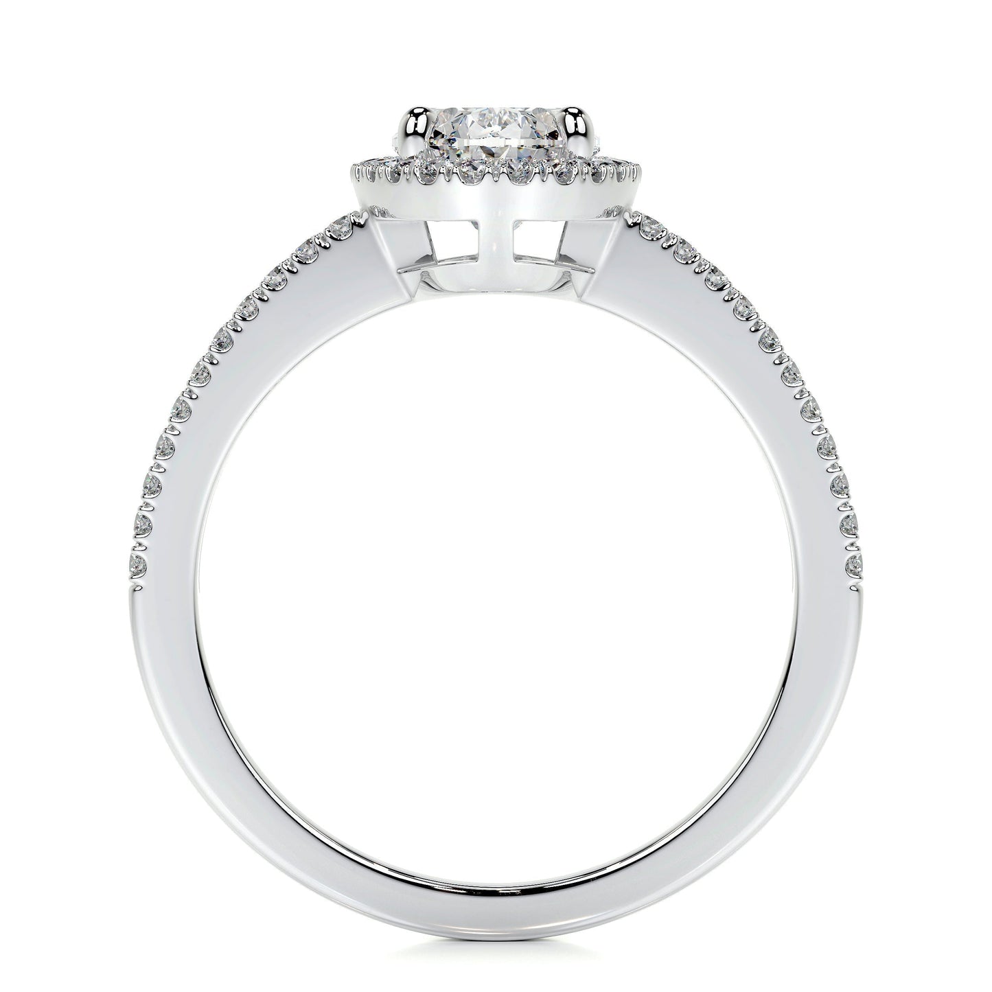 0.90 CT Oval Halo CVD H/SI1 Diamond Engagement Ring