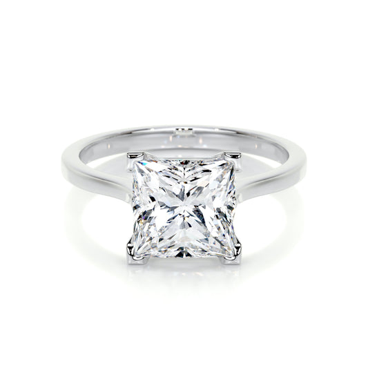 3.0 CT Princess Solitaire CVD F/VS2 Diamond Engagement Ring