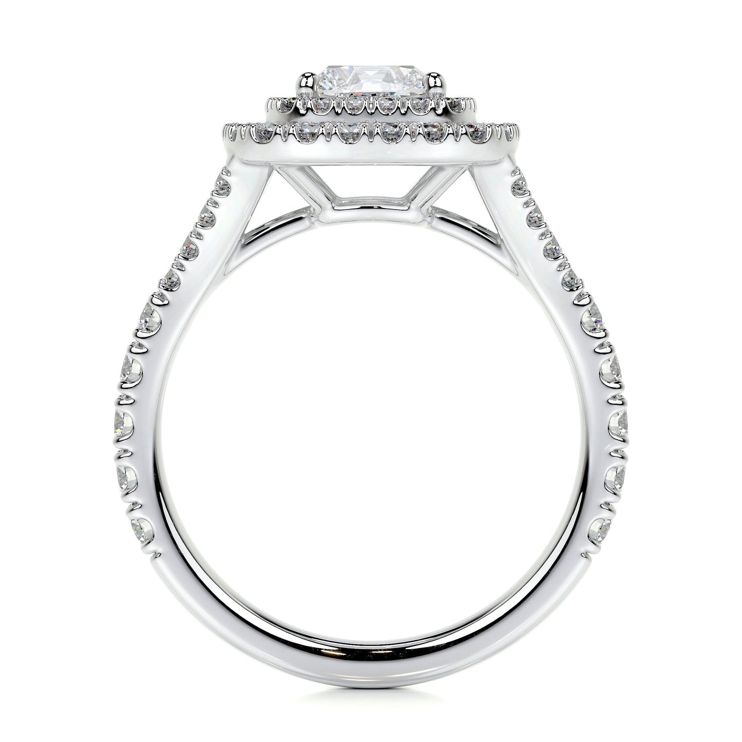 1.0 CT Cushion Double Halo CVD D/VS1 Diamond Engagement Ring