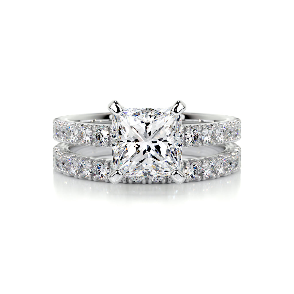 1.50 CT Princess Solitaire CVD F/VS Diamond Bridal Ring Set