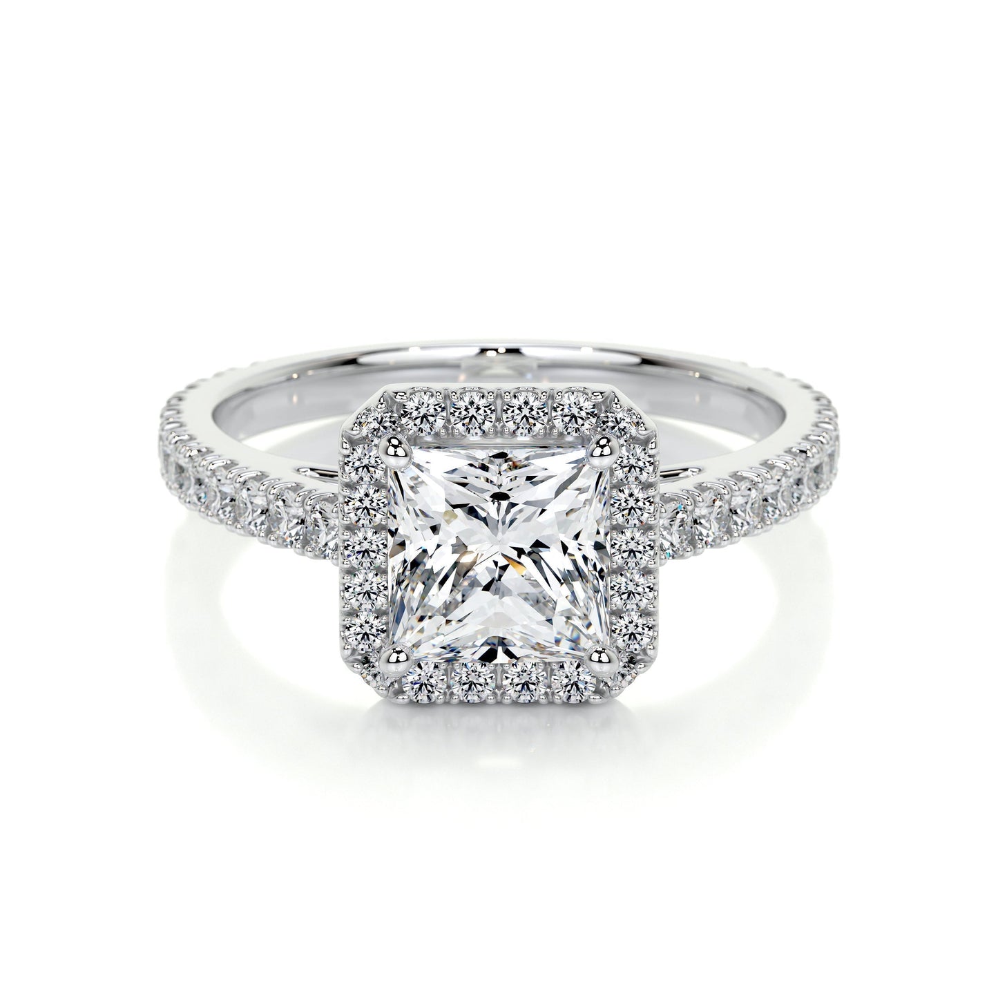 1.20 CT Princess Halo CVD E/VS2 Diamond Engagement Ring