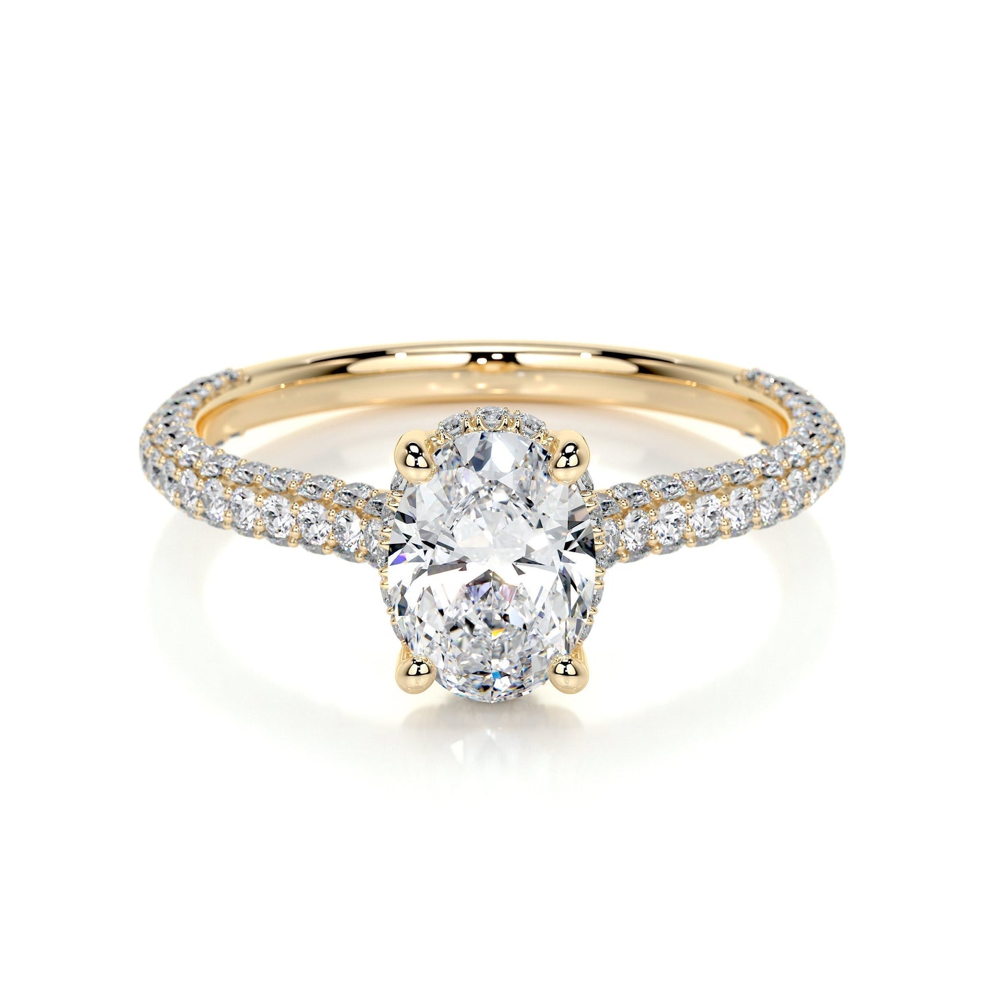 1.20 CT Oval Triple Pave CVD H/SI1 Diamond Engagement Ring