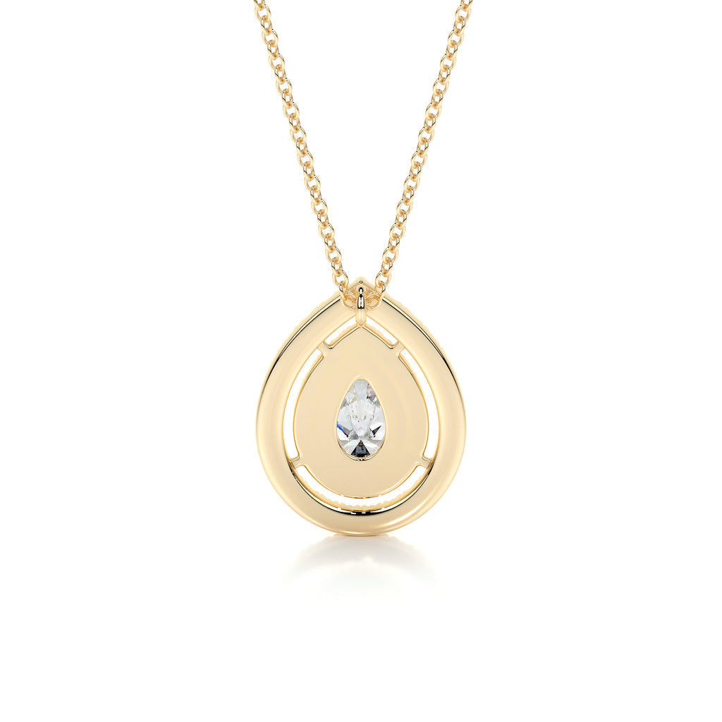 1.0 CT Pear Double Halo CVD F/VS Diamond Necklace