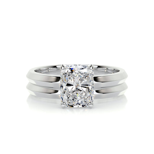 2.0 CT Radiant Solitaire CVD F/VS Diamond Bridal Set