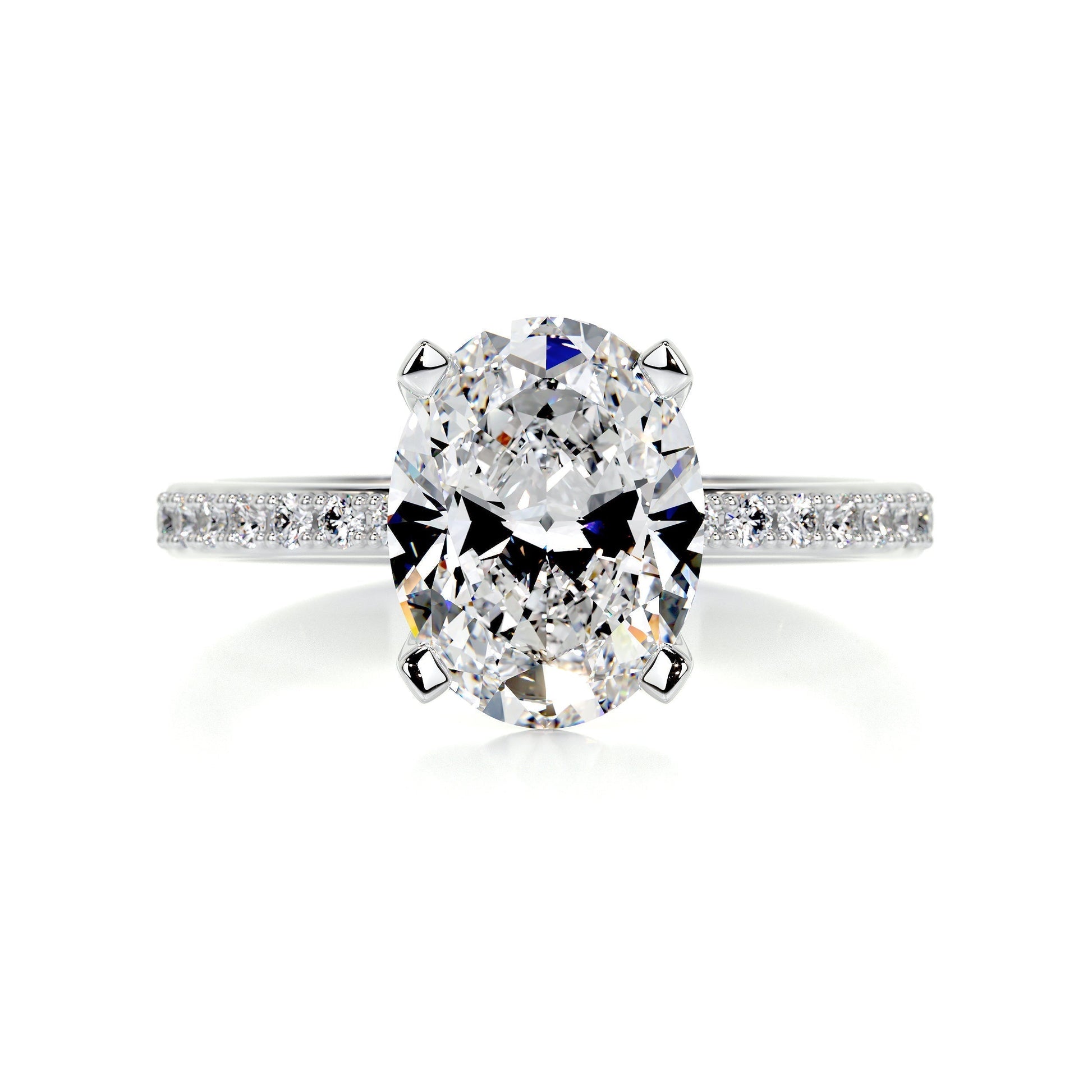 2 ct Oval F- VS2 Diamond Halo Moissanite Engagement Ring