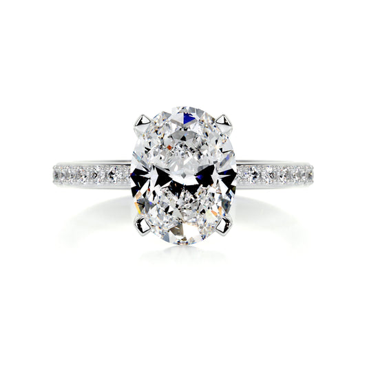 2 ct Oval F- VS2 Diamond Halo Moissanite Engagement Ring