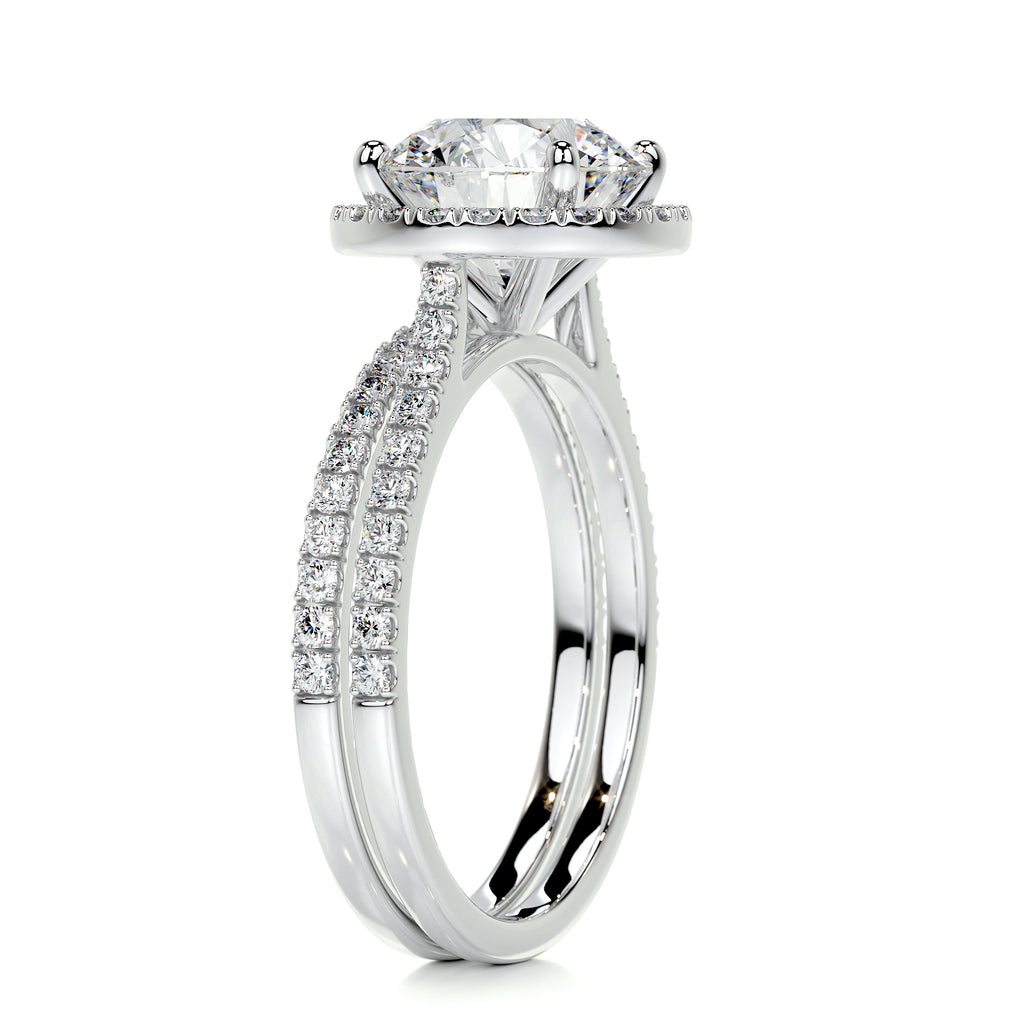 2.0 CT Round Halo CVD F/VS Diamond Bridal Set