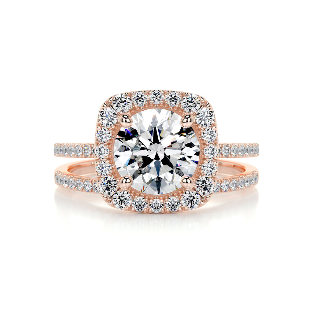 2.0 CT Round Halo CVD F/VS Diamond Bridal Set