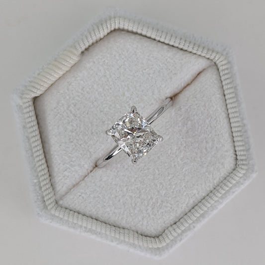 1.81 CT Cushion Solitaire CVD G/VS2 Diamond Engagement Ring