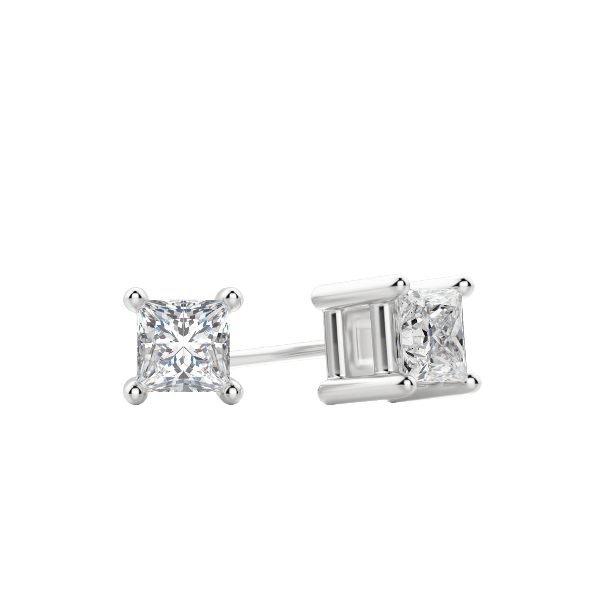 0.50 CT-2.0 CT Princess Solitaire CVD F/VS Diamond Earrings