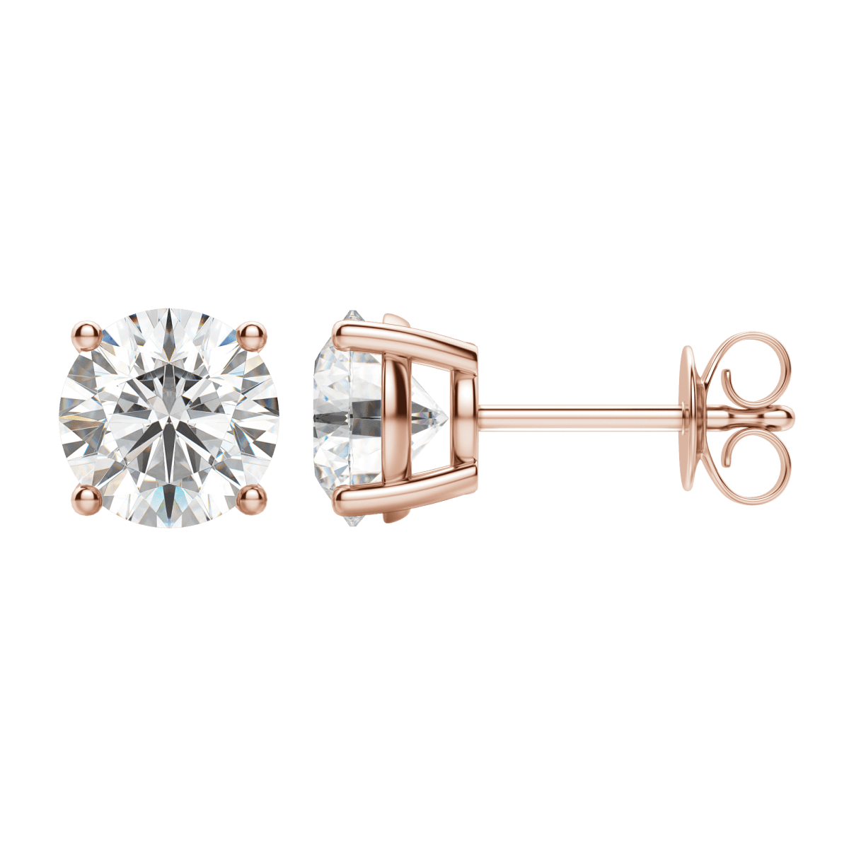 0.50 CT-4.0 CT Round Solitaire CVD F/VS Diamond Earrings