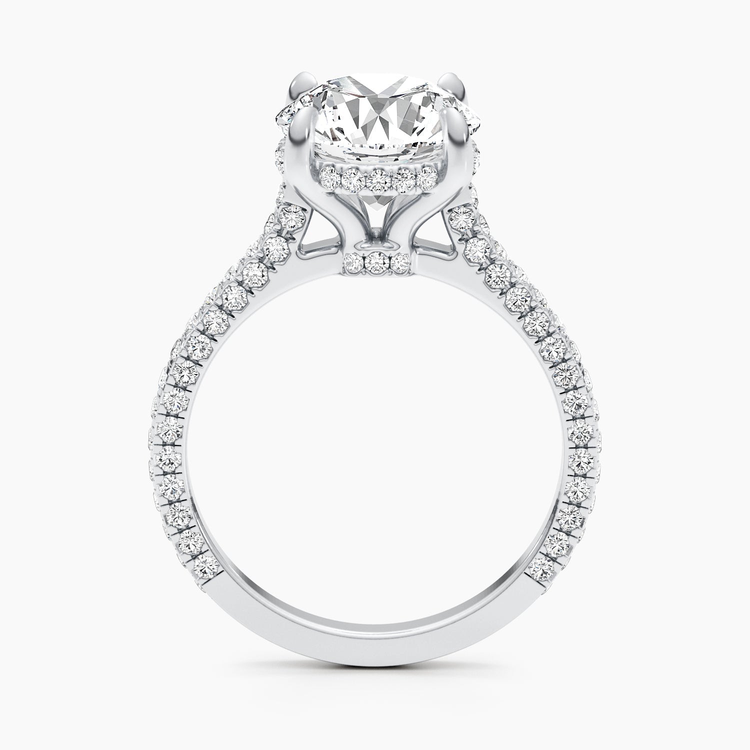 2.8ct Round F- VS Hidden Halo & Pave Diamond Engagement Ring