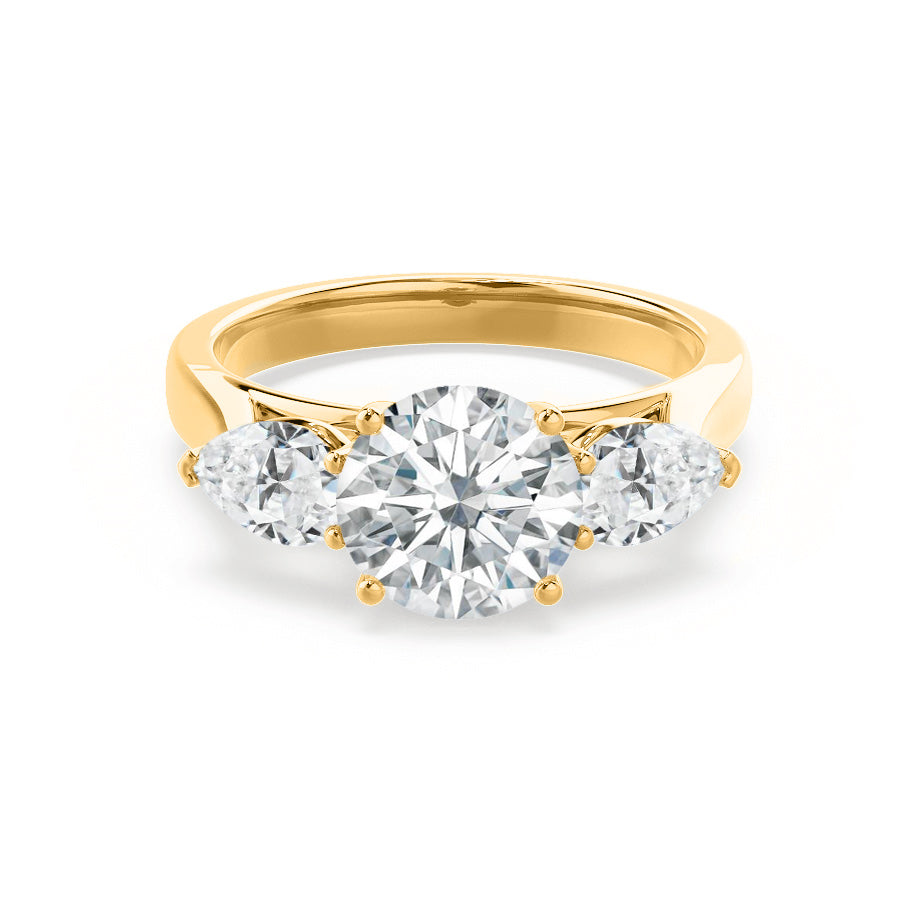 1.0 CT Round Three Stone CVD E/VVS2 Diamond Engagement Ring