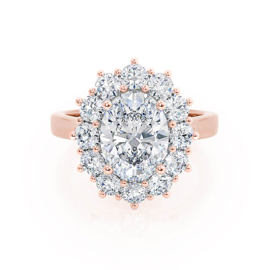 2.0 CT Oval Halo CVD E/VS2 Diamond Engagement Ring