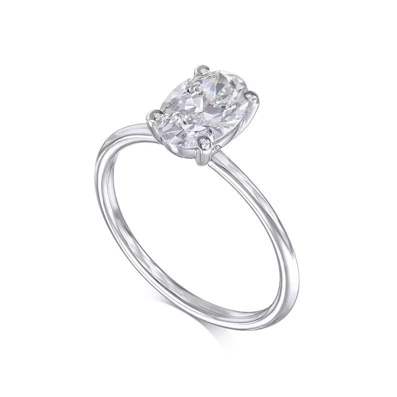 1.0 CT Oval Solitaire CVD E/VS2 Diamond Engagement Ring