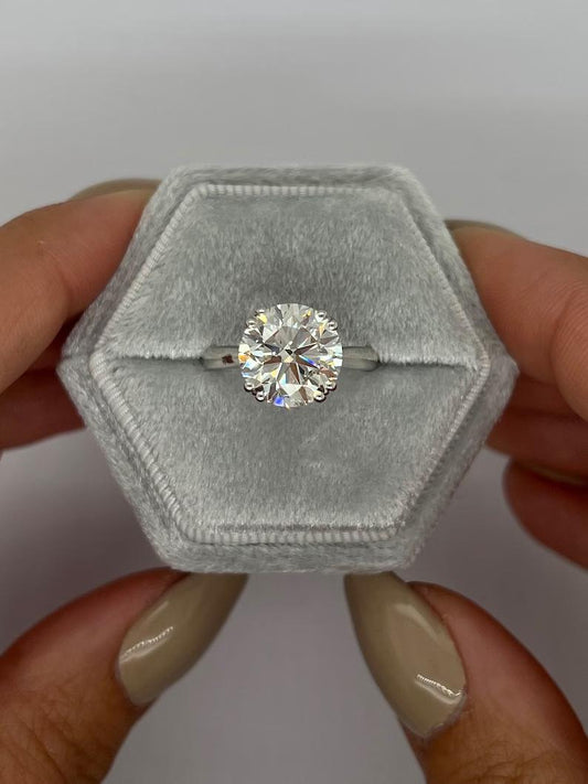 4.0 CT Round Solitaire CVD F/VS1 Diamond Engagement Ring