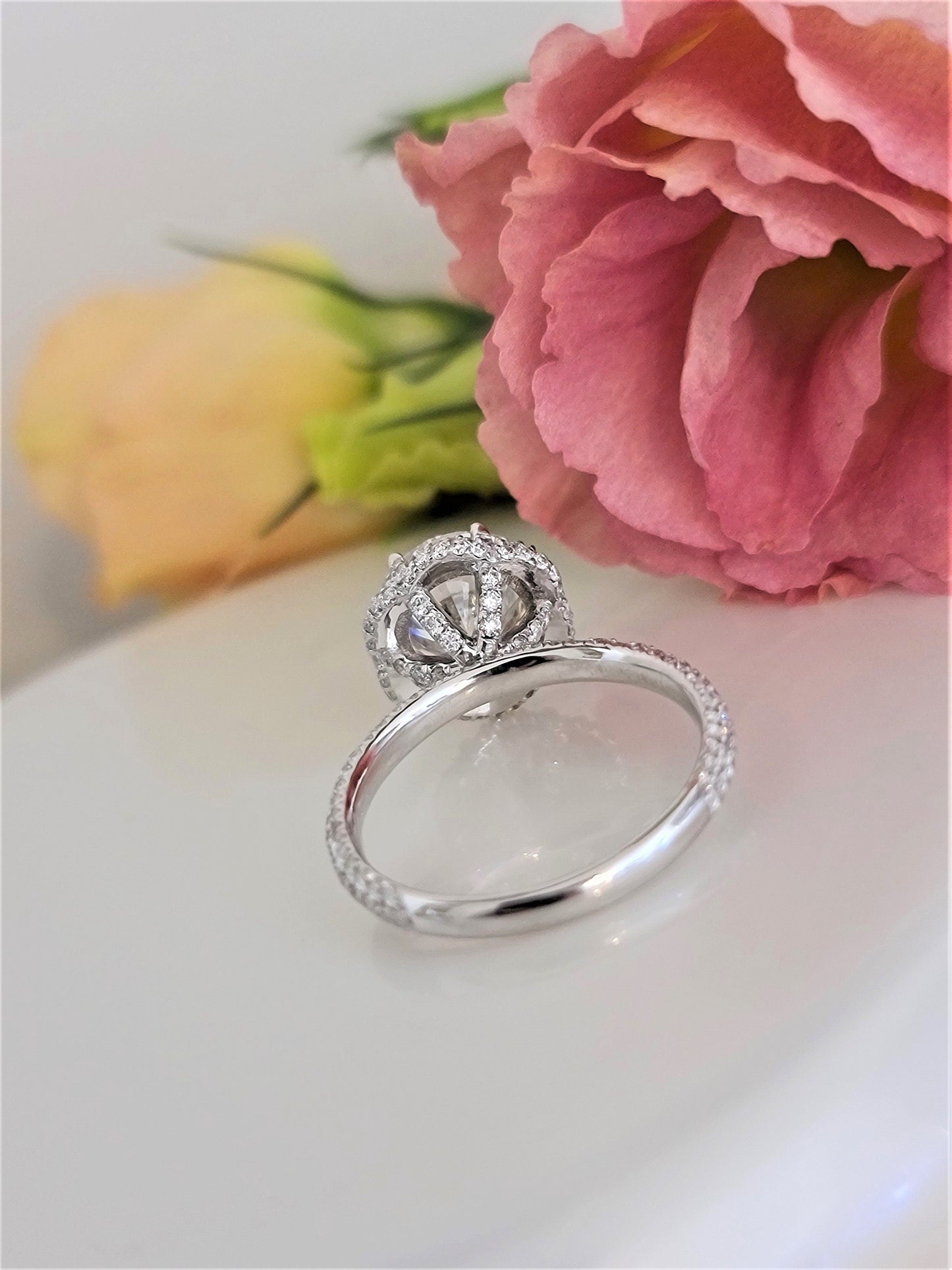 3.0 CT Round Hidden Halo CVD F/VS1 Diamond Engagement Ring